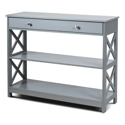 3-Tier Console Table Sofa Table Entryway Table with X-Design