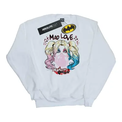 (M, White) DC Comics Mens Harley Quinn Mad Love Sweatshirt