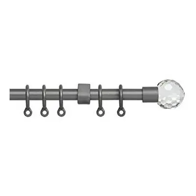 SPEEDY 13-16mm Acrylic Ball Extendable Complete Curtain Pole Set, Silver, 120-200cm