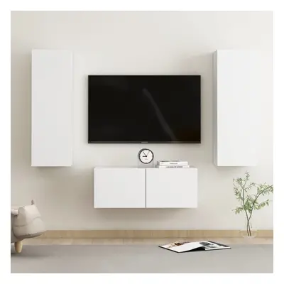 vidaXL TV Cabinet Set Piece White Chipboard Home Furniture TV Stand Cabinet