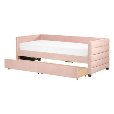 Bed with Storage MARRAY x cm (EU Single) Velvet Pastel Pink