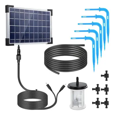 (white) Solar Auto Drip Irrigation System Solar Powered Drip Irrigation Kit Built-in 2200mah Bat