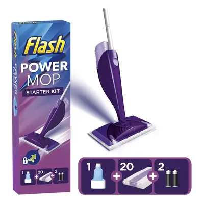 Flash Powermop Floor Cleaner Starter Kit, Spray Mop, Dry Wet Mop, All-In-One Mopping System, Pow