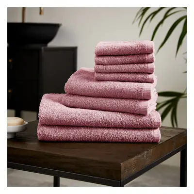 (Pink) Catherine Lansfield Quick Dry 100% Cotton Piece Towel Bale