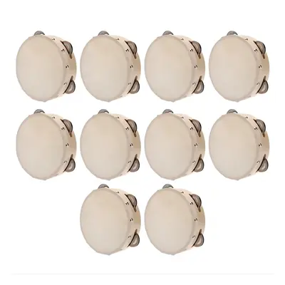 (10PCS) 6in Hand Held Tambourine Drum Bell Metal Jingles Percussion Musical Toy for KTV Party Ki