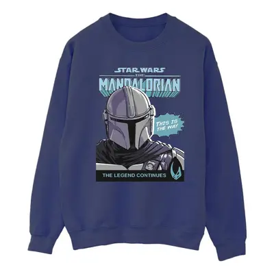 (L, Navy Blue) Star Wars The Mandalorian Mens Mando Comic Cover Sweatshirt