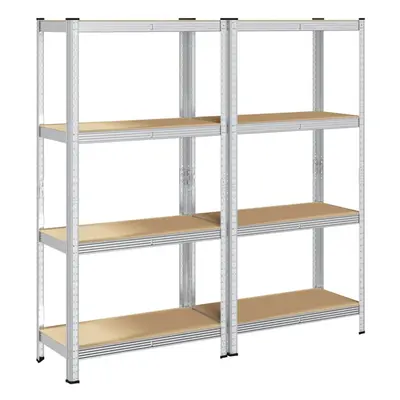 vidaXL 4-Layer Storage Shelves pcs Silver Steel&Engineered Wood