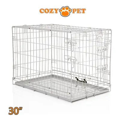 Dog Cage 30'' Grey by Cozy Pet Puppy Crate Pen Metal Cage DC30G