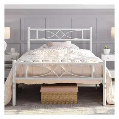 Yaheetech 3ft Single Bed Frames Metal Slatted Bed Platform with Curved Design Headboard and Foot