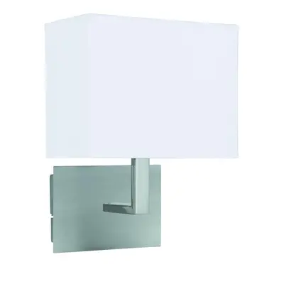 Wall Lights Satin Silver Finished With White Rectangular Shade