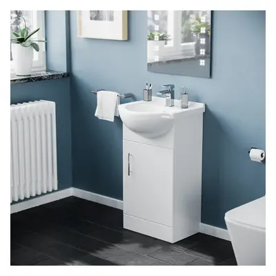 Nes Home 450mm Cloakroom Floorstanding Vanity Basin Unit White