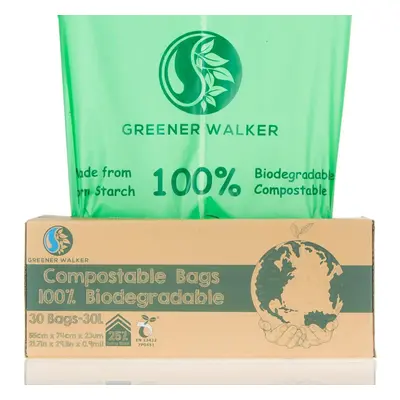 Greener Walker 25% Extra Thick Compost Biodegradable Kitchen Food Waste Bags 6L/10L/30L -120 Bag