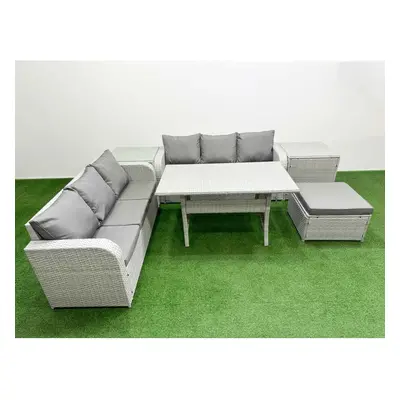 Fimous Outdoor Garden Furniture Sets Seater Wicker Rattan Furniture Sofa Sets with Big Footstool