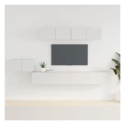 vidaXL Piece TV Cabinet Set White Engineered Wood