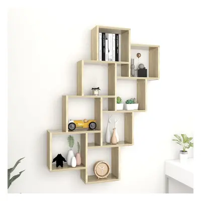 vidaXL Wall Cube Shelf Sonoma Oak Engineered Wood Home Wall Cube Hanging Shelf