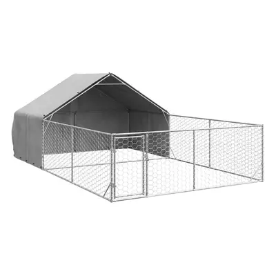 vidaXL Outdoor Dog Kennel with Run 6x3x1.9 m Galvanised Steel outdoor dog cage