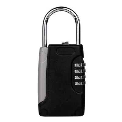 (Black) Zinc Alloy Portable Anti Theft Key Storage Box with 4-digit Mechanical Password Code Loc