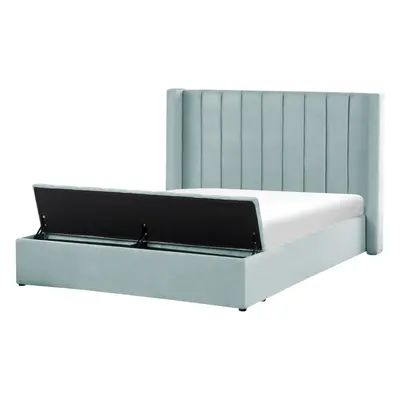 Bed with Storage Bench NOYERS x cm (EU King Size) Velvet Mint Green