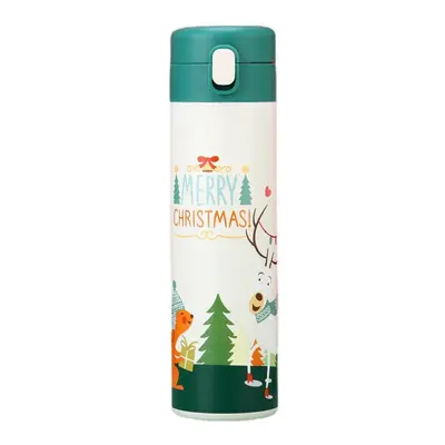 (Beige) 500ml Christmas Vacuum thermos LCD Temperature Display Water Bottle Stainless Steel Doub