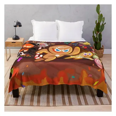 Fleece Throw Blanket Gingerbrave cookie a character in Cookie run kingdom for Sofa Couch Kids x 