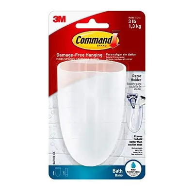 Command Bath Razor Holder, Clear Frosted, 1-Holder, 1- Water-Resistant Strip, Organize Damage-Fr