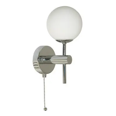 Searchlight Globe Chrome Opal Glass Shade Bathroom Wall Fitting Bracket Light