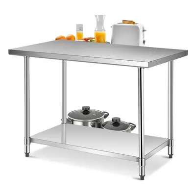 Stainless Steel Kitchen Prep Table Rolling Work Table Commercial Catering Table