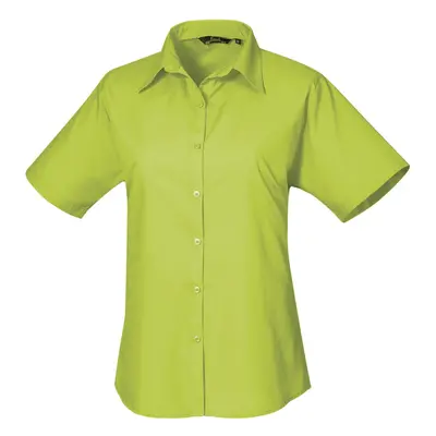 (14, Lime) Premier Short Sleeve Poplin Blouse / Plain Work Shirt