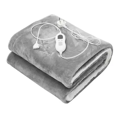 130X160CM Washable Flannel Soft Electric Heated Throw Blanket, Grey