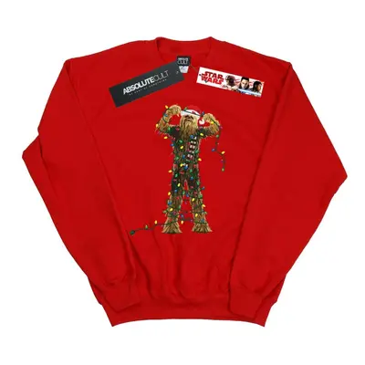 (M, Red) Star Wars Mens Chewbacca Christmas Lights Sweatshirt