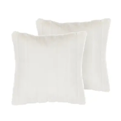 Set of Decorative Cushions PUMILA Faux Fur x cm White Solid