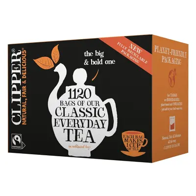 Clipper Tea Everyday Fairtrade Black Tea Bags Set of | Bulk Catering Pack of Teabags | Unbleache