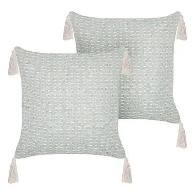 Set of Cushions Geometric Pattern HAKONE x cm Mint Green