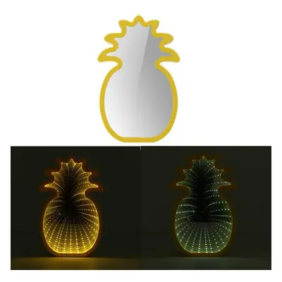 (Warm White) Creative Cute Pineapple Mirror Lamp LED Tunnel Night Light for Kid Atmosphere Light