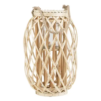 Wooden Candle Lantern cm Natural MAURITIUS