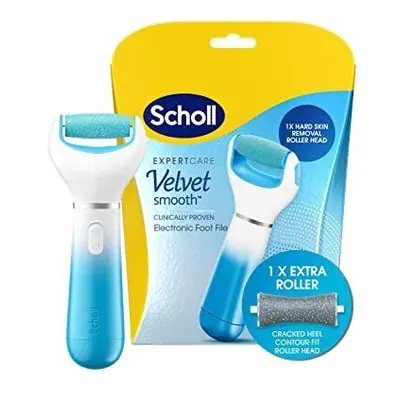 Scholl Velvet Smooth Electric Foot File Pedicure Hard Skin Remover with Extra Cracked Heel Rolle