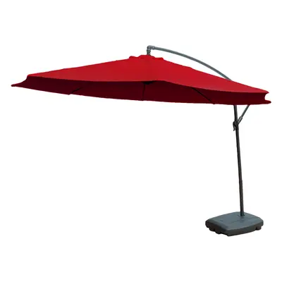 KCT 3m Large Burgundy Garden and Patio Cantilever Parasol with Base