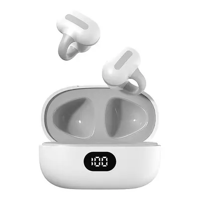 (White) True Wireless Headphones TWS Earbuds Ear Clip Bluetooth 5.3 Stereo Surround sound HIFI f