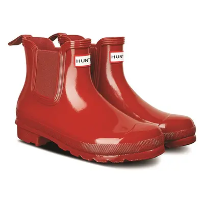 (Red, (Adults')) Hunter Original Chelsea Gloss Rubber Women's Military Red Wellington Boots