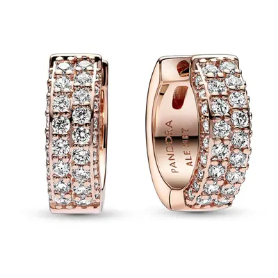 PANDORA Women's Creole Earrings Timeless PavÃ© Rose Gold 282622C01