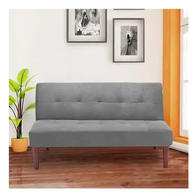 (Grey) Modern Fabric Padded Convertible Sofa Bed