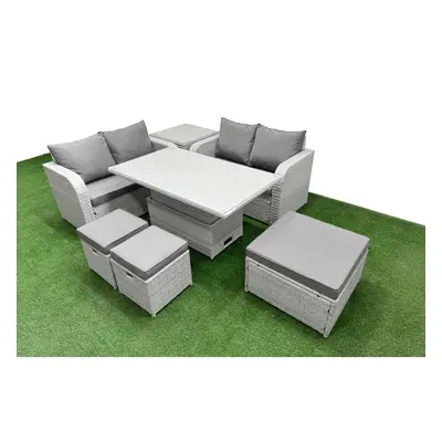 Fimous Seater Outdoor Love Sofa Set Rattan Garden Furniture Set with Adjustable Lifting Dining o