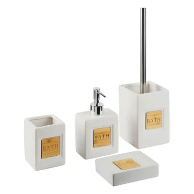 Ceramic 4-Piece Bathroom Accessories Set Beige KOUROU