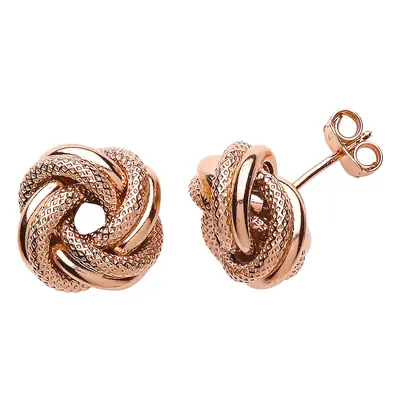 Jewelco London Ladies Rose Gold-Plated Sterling Silver Love Me Knot Stud Earrings - GVE517