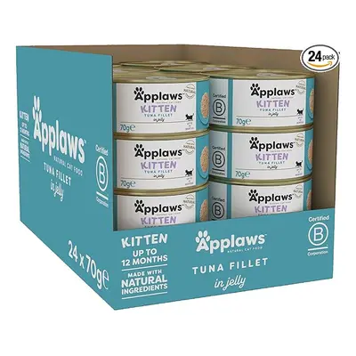 Applaws Natural Wet Kitten Food, Tuna in Jelly Tin, 70g (Pack of 24) (Packaging May Vary)