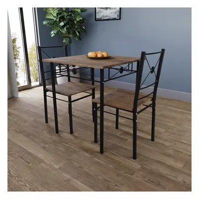 (Dark Wood) Roslyn Seater Wood Metal Home Kitchen Dining Set