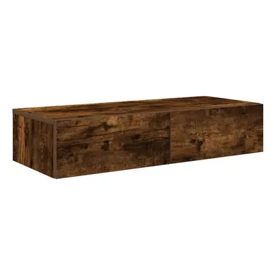 (smoked oak, x x cm) vidaXL Wall Shelf with Drawers Floating Storage Display Shelf Engineered Wo