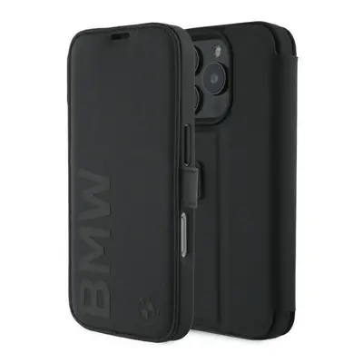 BMW Signature Leather Wordmark Bookcase for iPhone Pro Max 6.9" Black - BMBKP16S23RMRLK