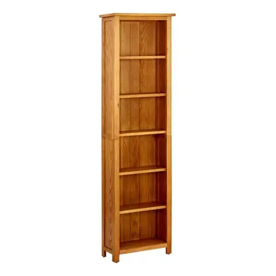 vidaXL Solid Oak Wood 6-Tier Bookcase Living Room Book Shelf Display Unit