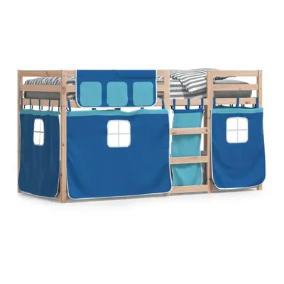 (blue, x cm) vidaXL Bunk Bed with Curtains Kids Twin Sleeper Blue 80x200 cm Solid Wood Pine